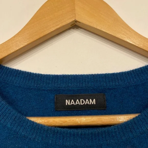 Naadam Peacock Blue Crew Neck Cashmere Sweater Large - Picture 4 of 5